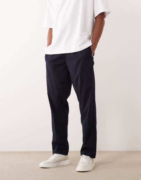 Jack & Jones drawstring trousers in dark navy