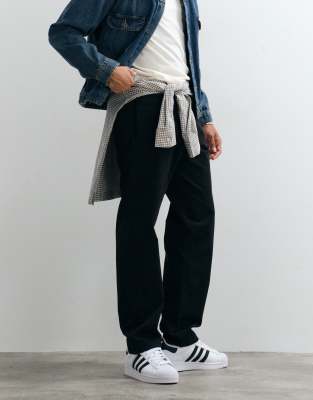 Jack & Jones Drawstring Twill Chino Pants In Black
