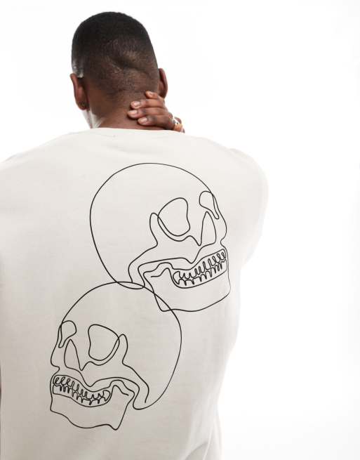 Jones ジョーンズ　スウェットシャツ Jack & Jones drop shoulder crew neck sweatshirt with skull