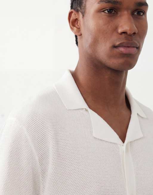 Jack & Jones – Durchgeknöpftes Strickhemd in Cremeweiß mit Reverskragen, 4 von 5