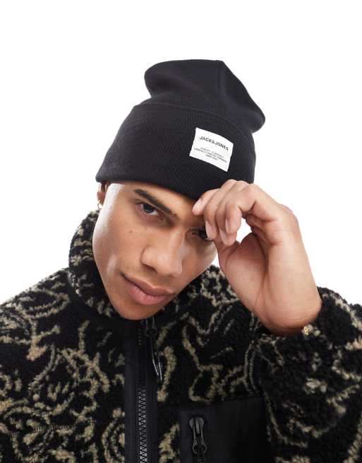 Jack & Jones – Duża czarna czapka beanie z dzianiny