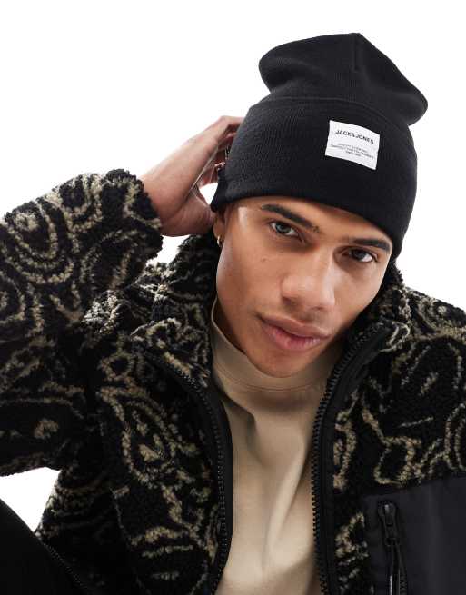 Jack & Jones – Duża czarna czapka beanie z dzianiny, 2 z 4