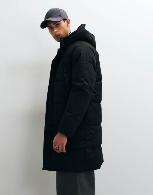 Jack & Jones dłuższa ocieplana kurtka z kapturem w czerni, 2 z 5