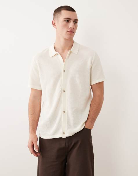 Jack & Jones – Dzianinowa koszula z krótkimi rękawami w kolorze złamanej bieli - view 1