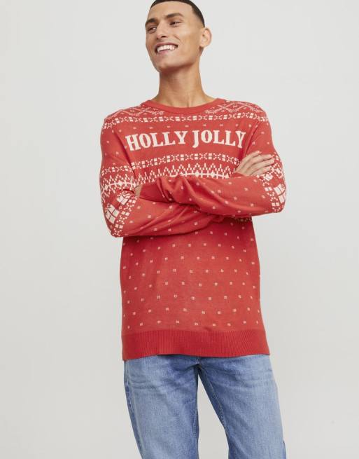 Jack & Jones dzianinowy pulower w kolorze rococco red