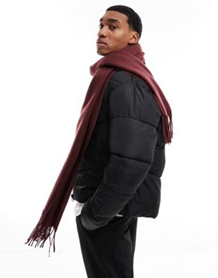 Jack & Jones knitted scarf in burgundy - ASOS Price Checker