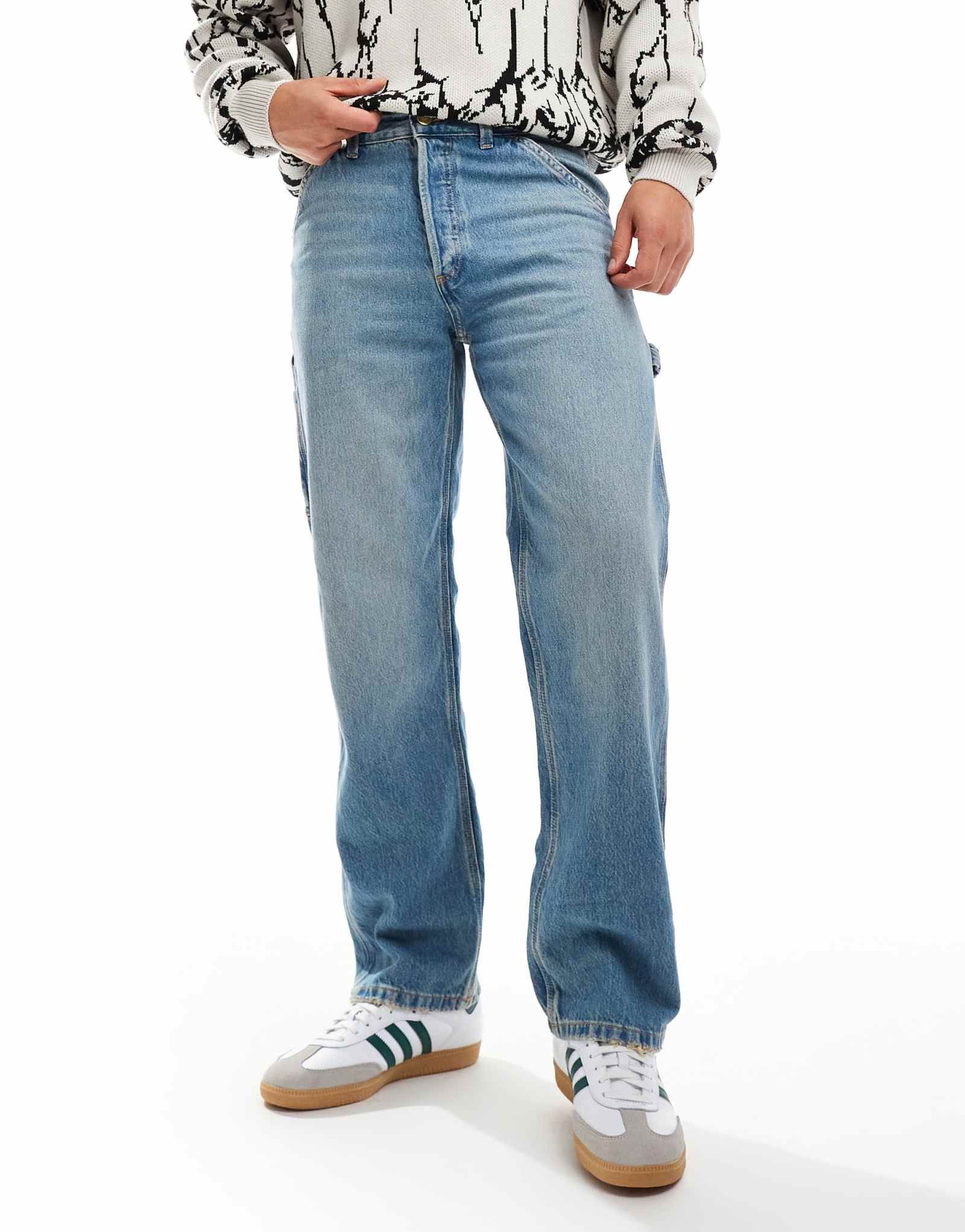 Мешковатые джинсы carpenter от Jack &Jones eddie темно-синего цвета, винтажная стирка 