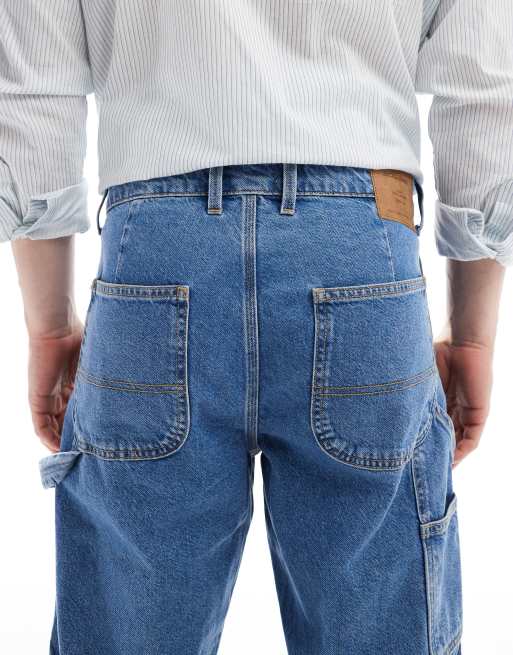 Jack & Jones – Eddie – Blå, lediga snickarjeans i mellanljus tvätt, 4 av 5