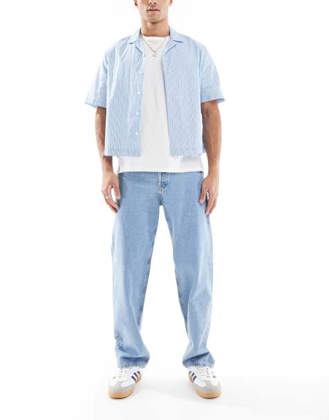 Jack & Jones – Eddie – Blå, stentvättade jeans i baggy fit - view 1