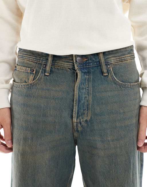 Jack & Jones – Eddie – Brązowe luźne jeansy z przebarwieniami, 4 z 5