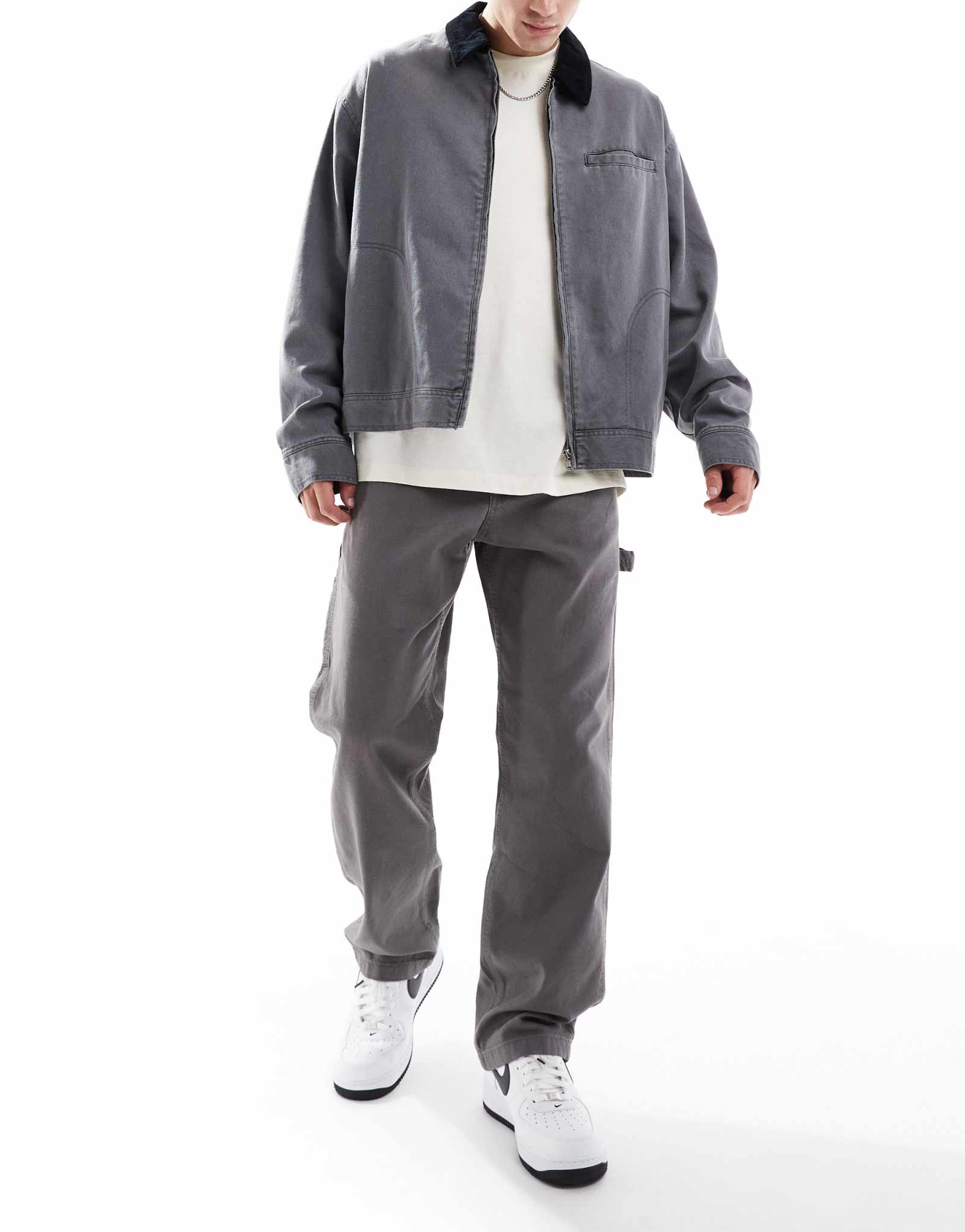 Брюки Jack &Jones eddie carpenter серого цвета, застиранные 