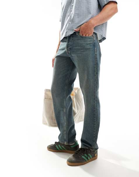 Jack & Jones Eddie loose jean in blue dirty wash