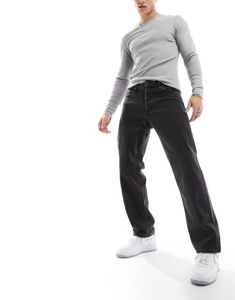 Jack & Jones – Eddie – Czarne sprane luźne jeansy - view 1