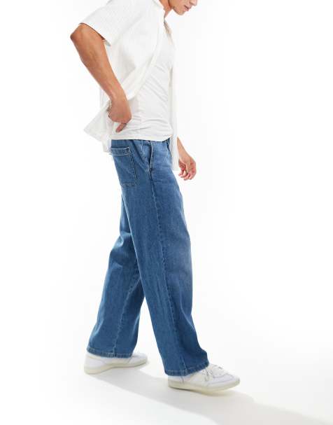 Jack & Jones - Eddie - Jean ample à cordon de serrage - Bleu moyen délavé - view 1