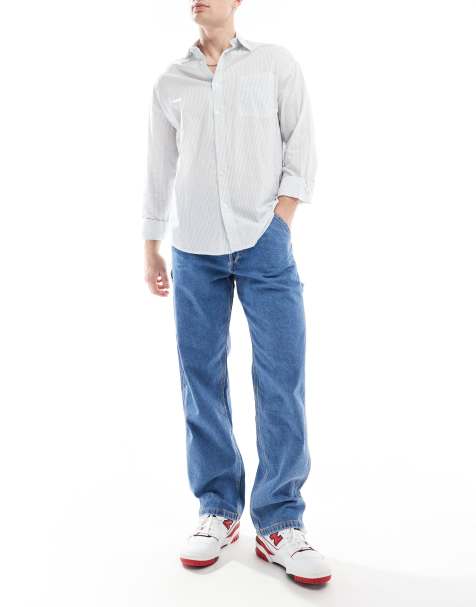Jack & Jones - Eddie - Jean ample style charpentier - Bleu moyen délavé - view 1