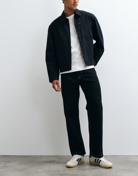 Jack & Jones Eddie jeans ampi neri con cuciture a contrasto - view 1
