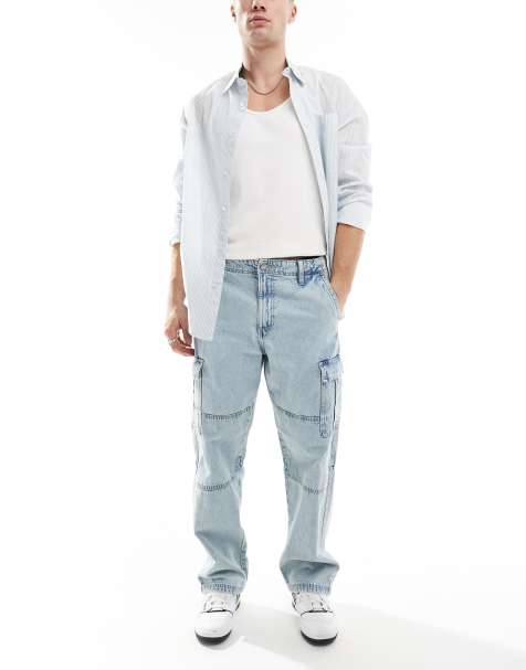Jack & Jones - Eddie - Jeans cargo ampi lavaggio azzurro - view 1