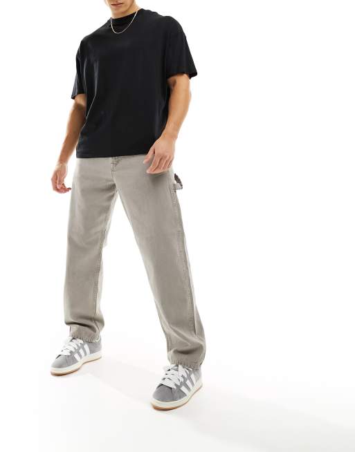 Jack & Jones – Eddie – Jeansy typu carpenter o luźnym kroju w spranym szarym kolorze