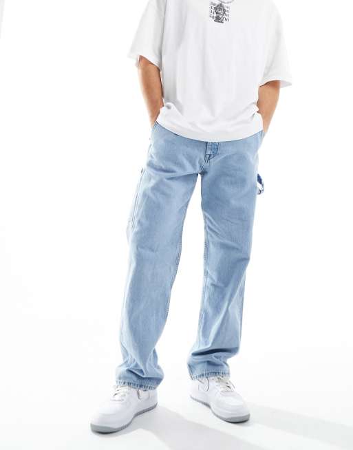 Jack & Jones – Eddie – Locker geschnittene Carpenter-Jeans in hellblauer Waschung, 4 von 5