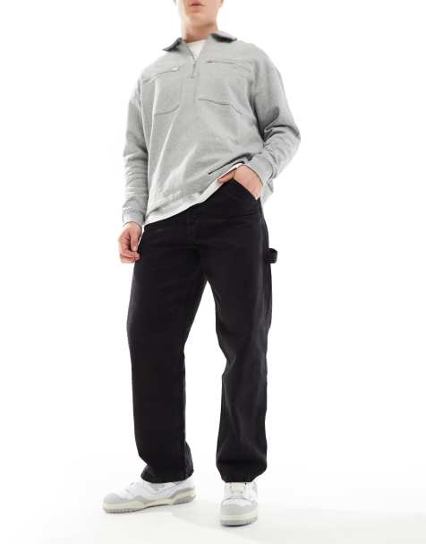 Jack & Jones – Eddie – Locker geschnittene Carpenter-Jeans in verwaschenem Schwarz - view 1