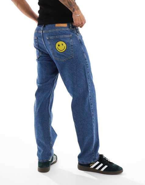 Jack & Jones – Eddie – Locker geschnittene Jeans in blauer Vintage-Waschung - view 1