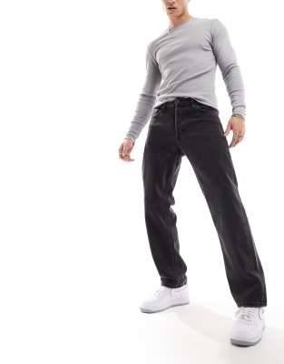 Eddie - Locker geschnittene Jeans in verwaschenem Schwarz Schwarz W36 L32