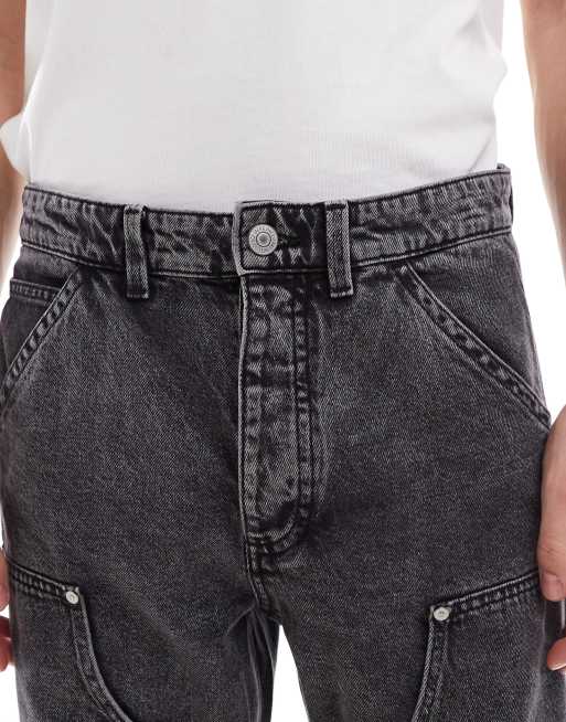 Jack & Jones – Eddie – Locker geschnittene Maler-Jeans in verwaschenem Schwarz , 4 von 5