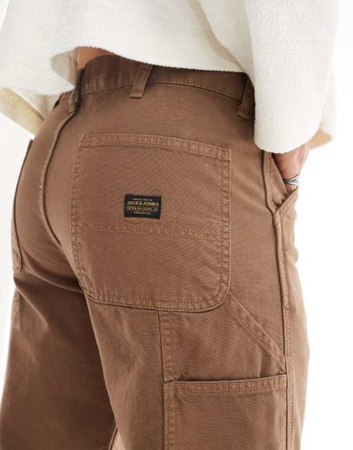 Jack & Jones eddie carpenter pants in washed brown 