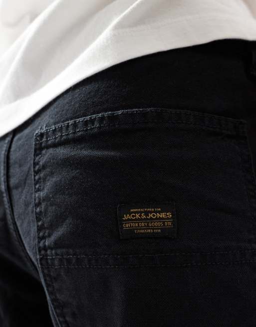 Jack & Jones Eddie loose fit carpenter pants in black