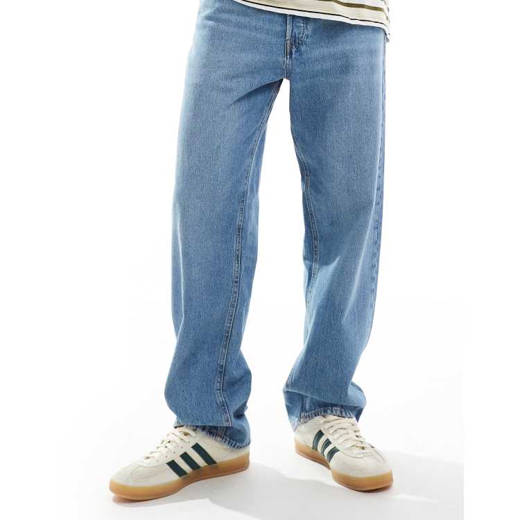 レッグウェア eddiy Jack & Jones Eddie loose fit rigid jeans in mid wash blue | ASOS