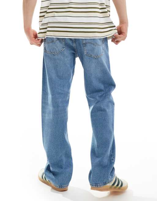 レッグウェア eddiy Jack & Jones Eddie loose fit rigid jeans in mid wash blue | ASOS