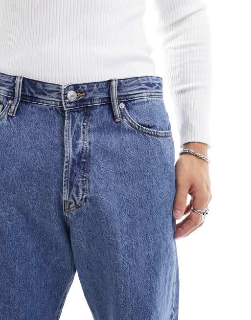 レッグウェア eddiy Jack & Jones Eddie loose fit rigid jeans in mid wash blue | ASOS