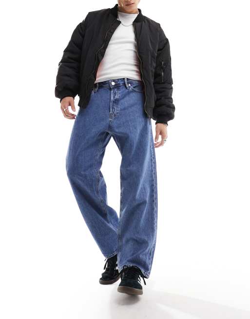 レッグウェア eddiy Jack & Jones Eddie loose fit rigid jeans in mid wash blue | ASOS
