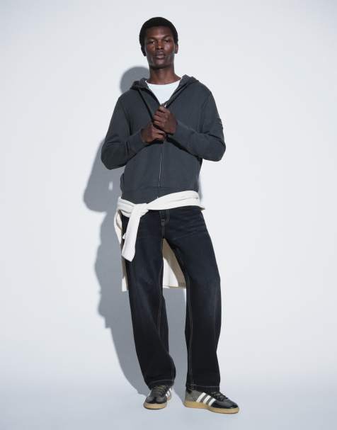 Jack & Jones Eddie loose jeans in black tint with contrast stitch - view 1