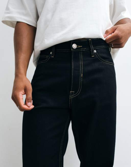 Jack & Jones Eddie loose jeans in black with contrast stitch, 2 of 5