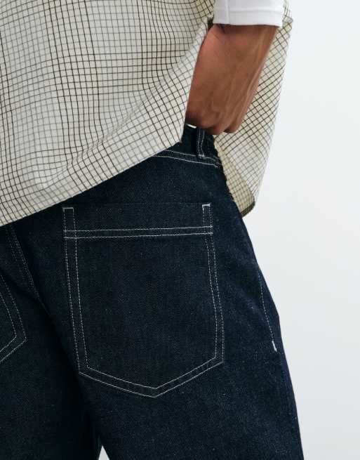 Jack & Jones Eddie loose jeans in blue raw wash with contrast stitching, 2 of 5