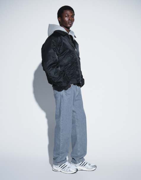 Jack & Jones Eddie Loose Jeans in Grau mit Kontrastnähten - view 1