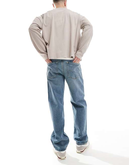 Jack & Jones Eddie loose jeans in mid blue vintage wash 