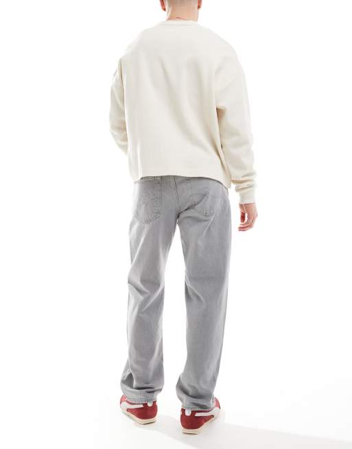 Jack & Jones Eddie loose rigid jeans in light grey wash