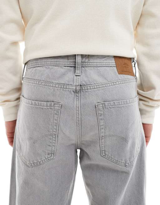 Jack & Jones Eddie loose rigid jeans in light grey wash