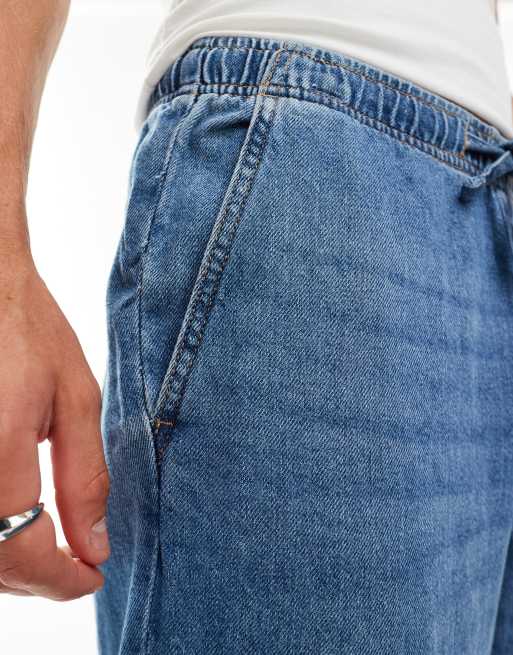 Jack & Jones - Eddie - Losse jeans met trekkoord in middenblauwe wassing, 4 van 5