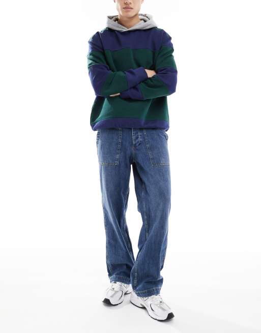 Jack & Jones - Eddie - Løstsiddende arbejdsjeans i mellemblå vask