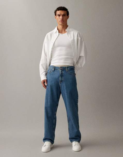 Jack & Jones Alex baggy jeans in mid wash blue