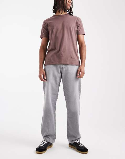Jack & Jones Eddie loose rigid jeans in light grey wash