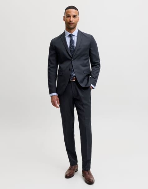 Jack & Jones einreihiger Blazer und Anzughose in Dunkelmarineblau - view 1