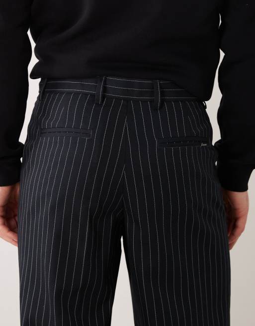 Jack & Jones - Elegante gestreepte broek met wijde pasvorm in marineblauw, 4 van 5