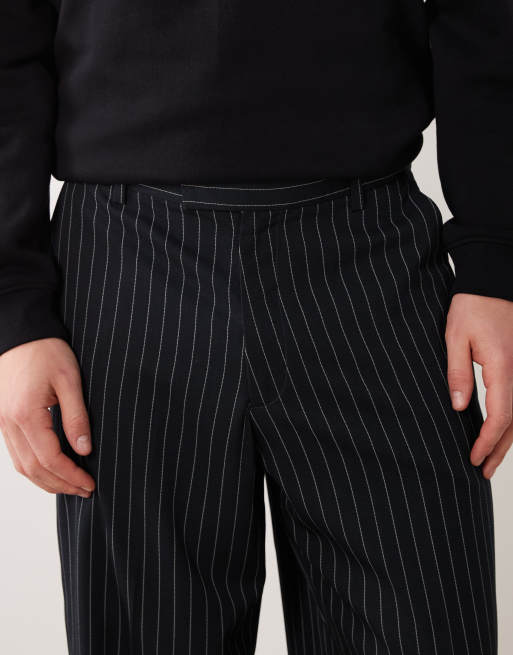 Jack & Jones - Elegante gestreepte broek met wijde pasvorm in marineblauw, 5 van 5