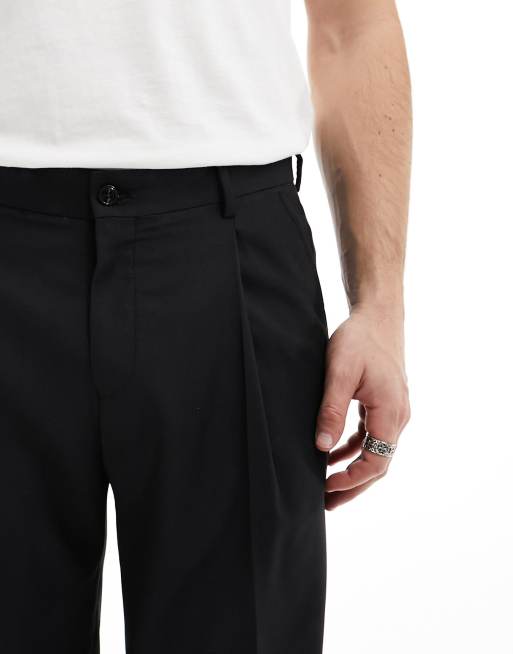 Jack & Jones – Elegante Hose in Schwarz mit weitem Bein und Bundfalten, 2 von 5