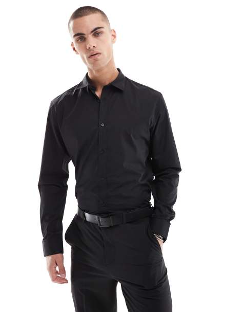 Jack & Jones – Elegantes, schmal geschnittenes Hemd in Schwarz - view 1