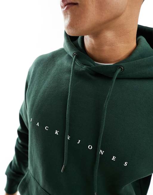 Jack Jones embroidered logo hoodie in green